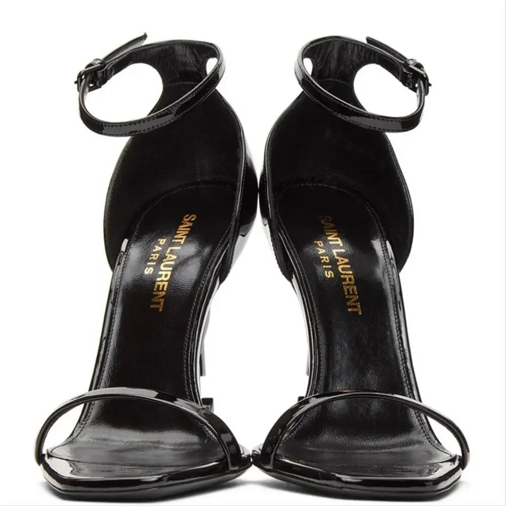 SAINT LAURENT Opyum 110 YSL monogram logo patent heels sandals - Picture 3 of 6
